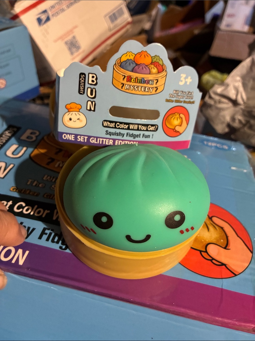 Squishy Bun Toy - Teal &  Cute Fidget (Brand: )